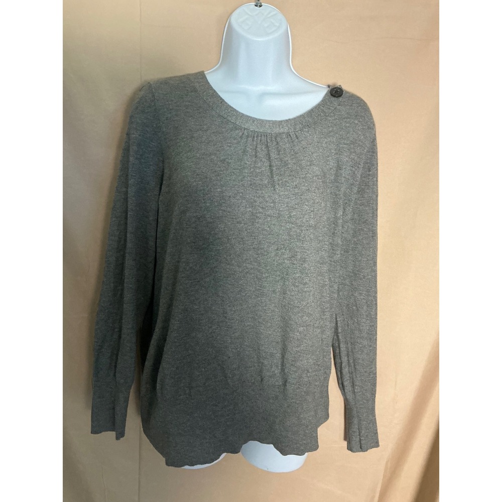Apt. 9 Pullover Sweater Womens 1X Gray Excellent Pleated Scoop Neck Long Sleeve
